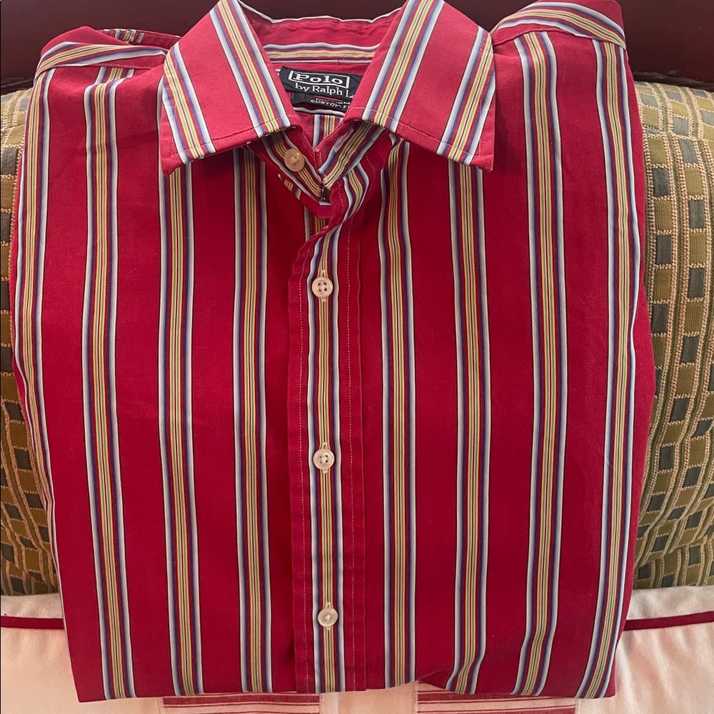 Polo by Ralph Lauren Men's Red Multicolor Striped Shirt